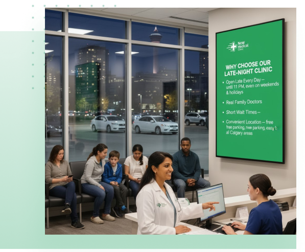 Why choose Now Medical Clinic - experienced doctors and extended hours in Calgary